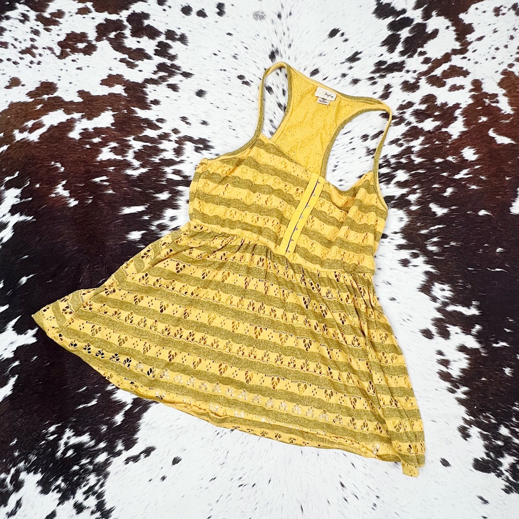 Daytrip Buckle Yellow Lace Babydoll Tank Top M